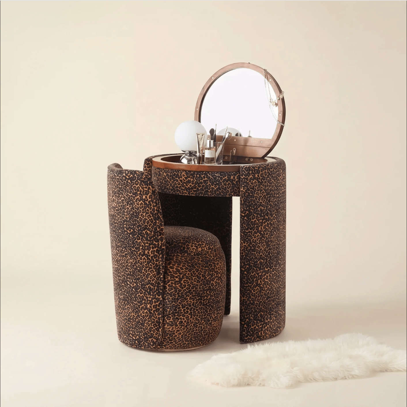 Leopard Vanity & Stool Set