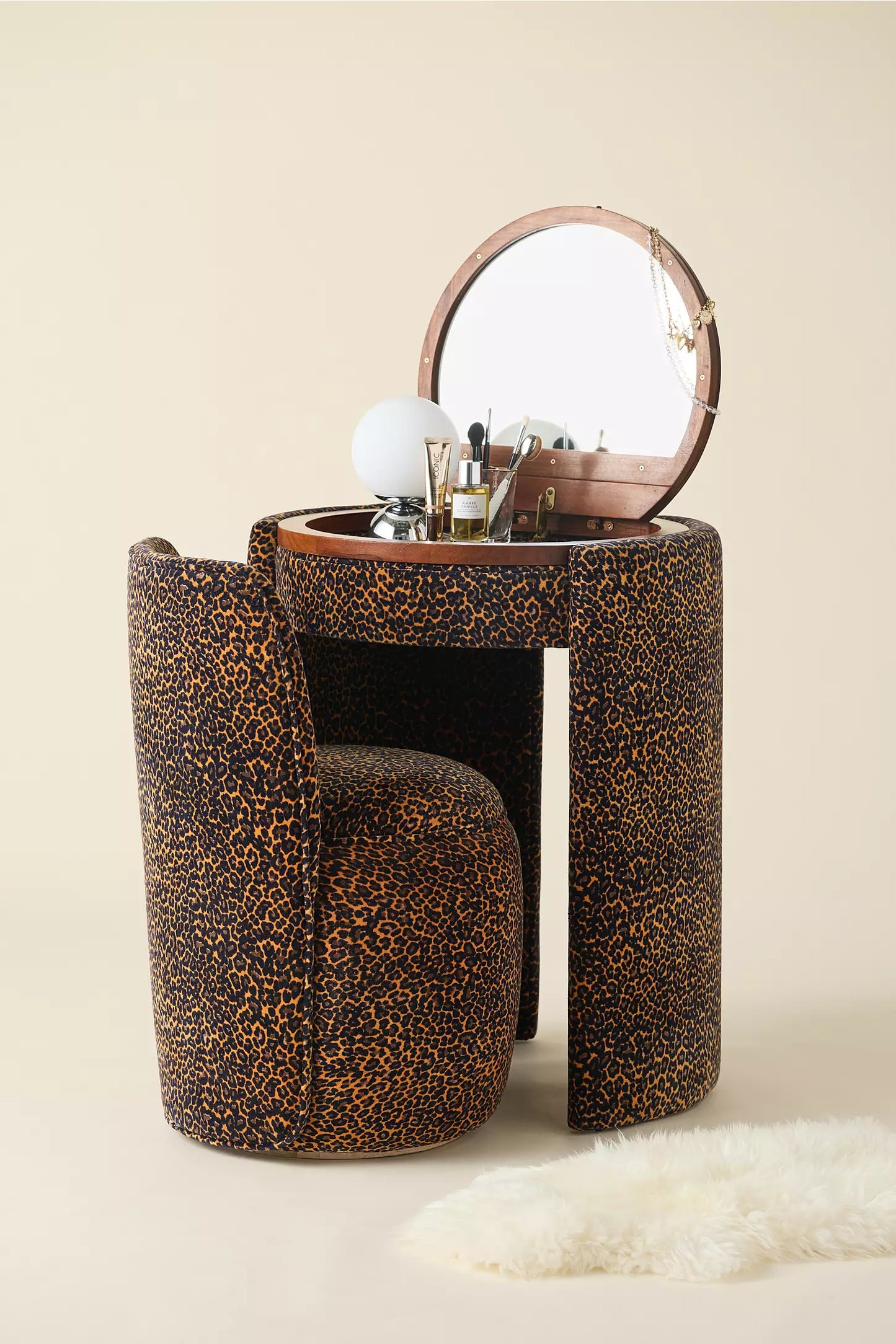 Leopard Vanity & Stool Set